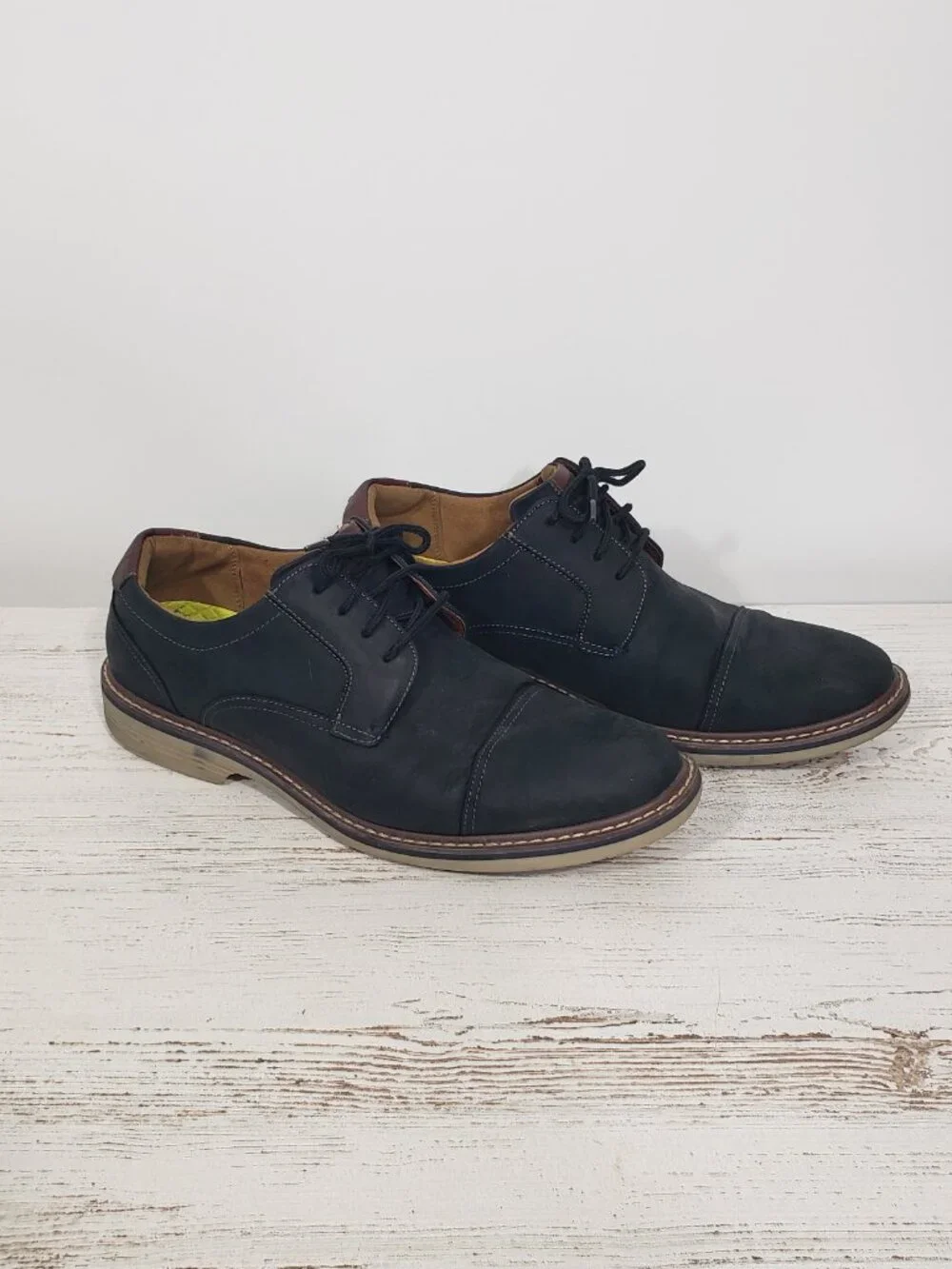 Florsheim  Black Suede Leather  Tie Oxford Loafer Cap Toe  Men's 9.5